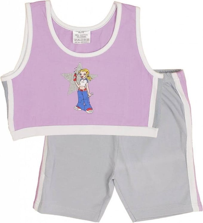 Meisjes Shortama - Pyjama Set - Paars - Maat 128