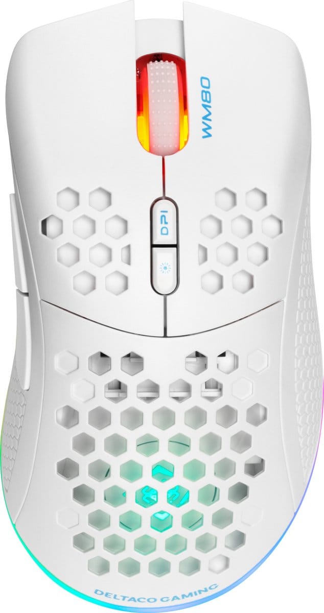 Deltaco GAMING WM80 Draadloos ultralight Gaming muis - Gaming muis - Optisch - 7 knoppen - Wit