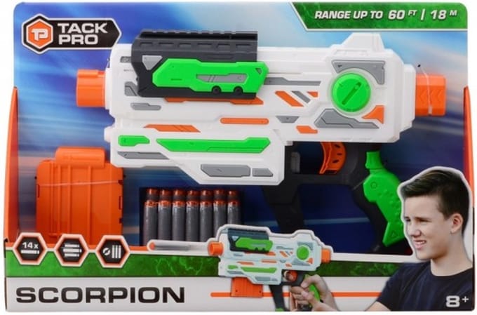 Tack Pro Blaster Pistool Scorpion 43 Cm Wit/groen 15-delig