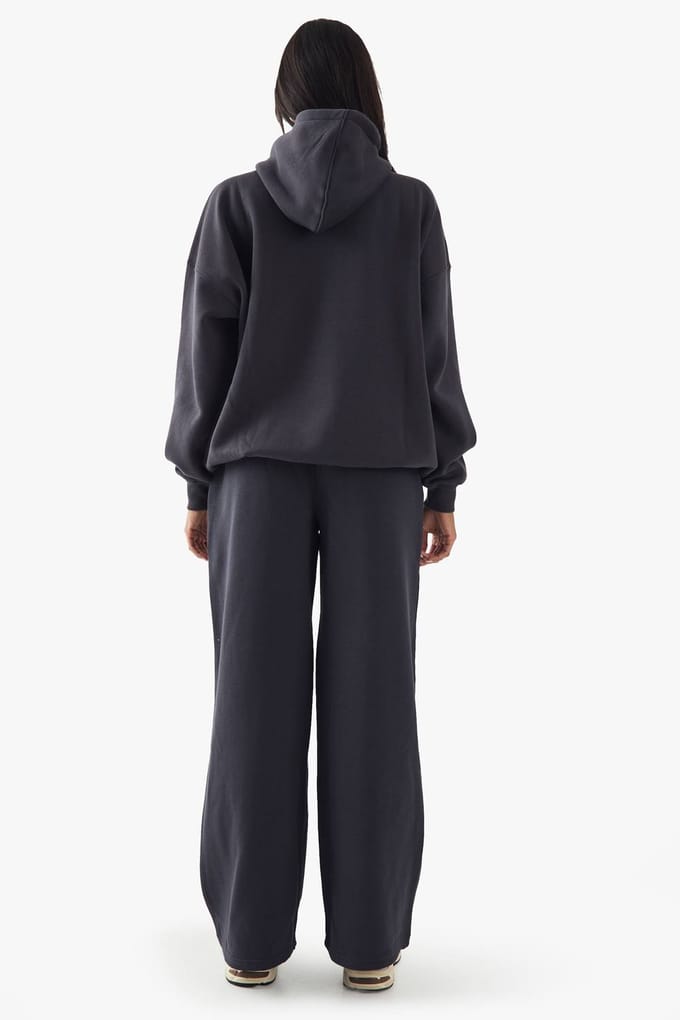 Dames DSGN Studio Badstof Applique Rechte Pijp Jogger | Houtskool | Maat: Medium