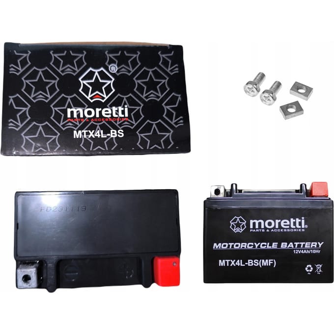 Moretti-accu, 12 V, 4 Ah, AGM (gel), startstroom 50 A, AKUYTX4L-BSXMOR000