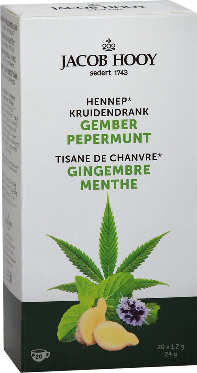 Jacob Hooy - Hennep Gember Pepermunt Thee - 20 Theezakjes - JHTHEE35294