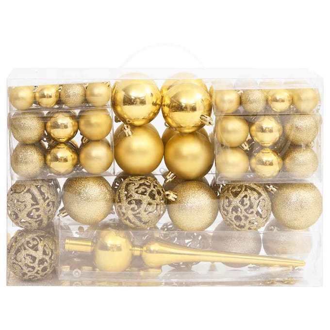 vidaXL - 111-delige - Kerstballenset - polystyreen - goudkleurig