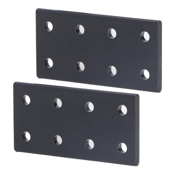 2 Stuks 8 Gats Verbindingsplaat Aluminiumlegering Rechthoek Verbindingsplaat voor Tafel Bed Zwart