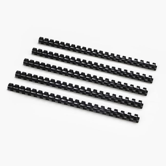 Plastic Bindruggen - Bindkammen - Documenten Binden - 21 Ringen Plat Ligging - 16 mm 125 Vel - Zwart