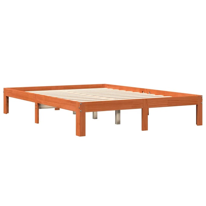 vidaXL - Bed - Frame - Wasbruin - 140 - x - 190 - cm - Solid - pine - wood, - plywood