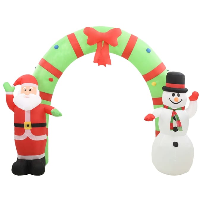 vidaXL - Kerstboog - kerstman - en - sneeuwpop - opblaasbaar - LED - 223 - cm