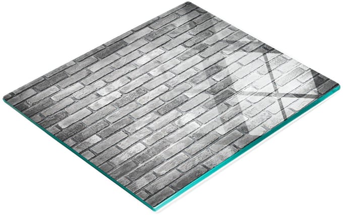 Keukenplank van gehard glas met decoratieve afbeelding van een bakstenen muur, 60x52 cm