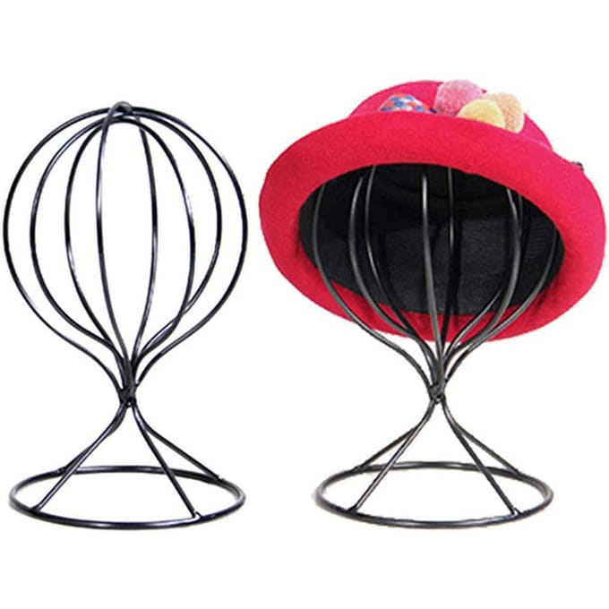 Moderne Metalen Hoedenstandaards Holle Ballon Design Tafelblad Decoratieve Pruikhouders black