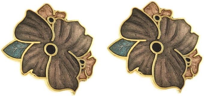 Behave - Oorclips dames - bloemmotief - grijs en bruin - 2 cm