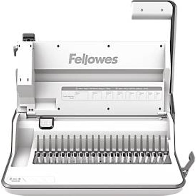 Fellowes Lyra multifunctionele inbindmachine, inbinden/snijden/ponsen, tot DIN A4, B 423 x D 395 x H 153 mm, zilver-wit