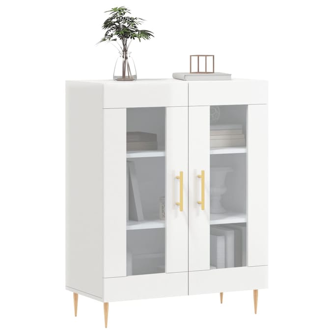 vidaXL - Dressoir - 69,5x34x90 - cm - bewerkt - hout - hoogglans - wit