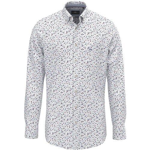 Fynch-Hatton Overhemd Mini Flower Pattern Button-Down Berry-Blue / male