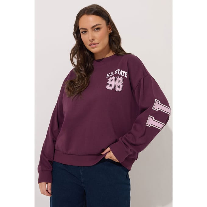 Yours Rode 'Illinois' Sweatshirt Met Print Op De Rug Size 42