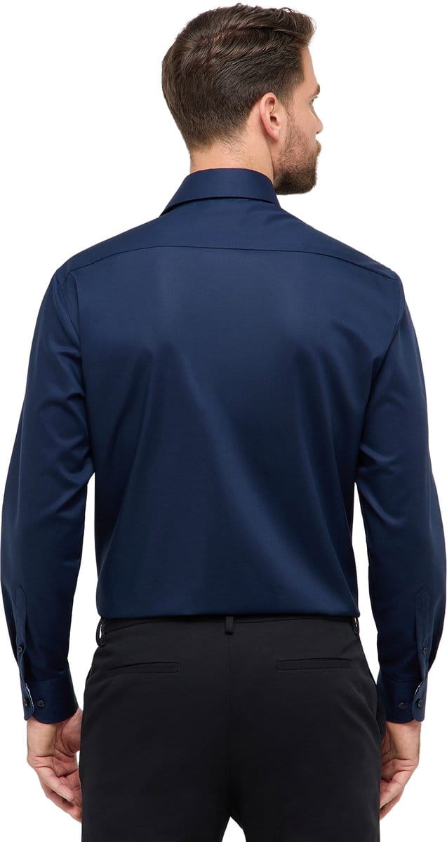 Overhemd donkerblauw Eterna Comfort Fit klassiek katoen