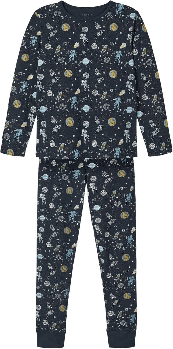 Name it jongens pyjama - Space - Kinder nachtkleding katoen - 164 - Blauw
