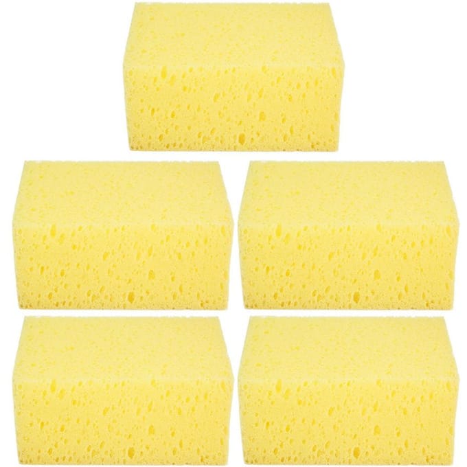 Vierkante Vorm Handheld Antislip Spons Wassen Reiniger Tool voor Auto Auto Motorfiets (5 stuks) yellow
