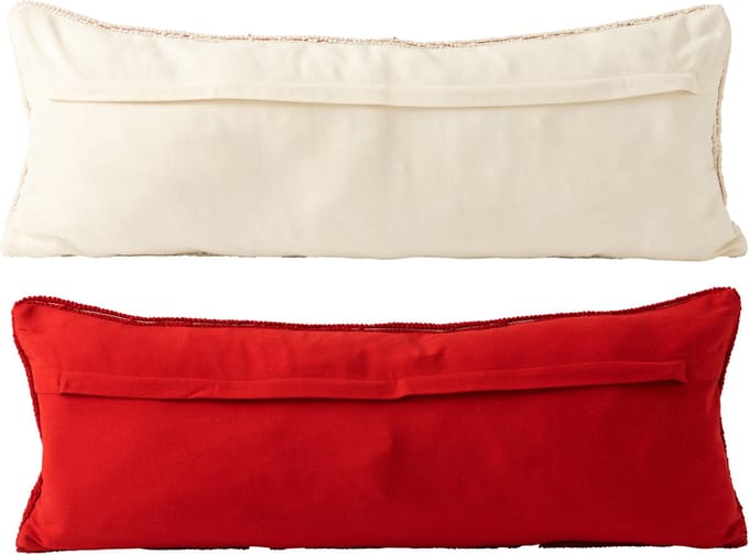 J-Line kussen Kerstbomen - polyester - kerstrood/wit - 2 stuks