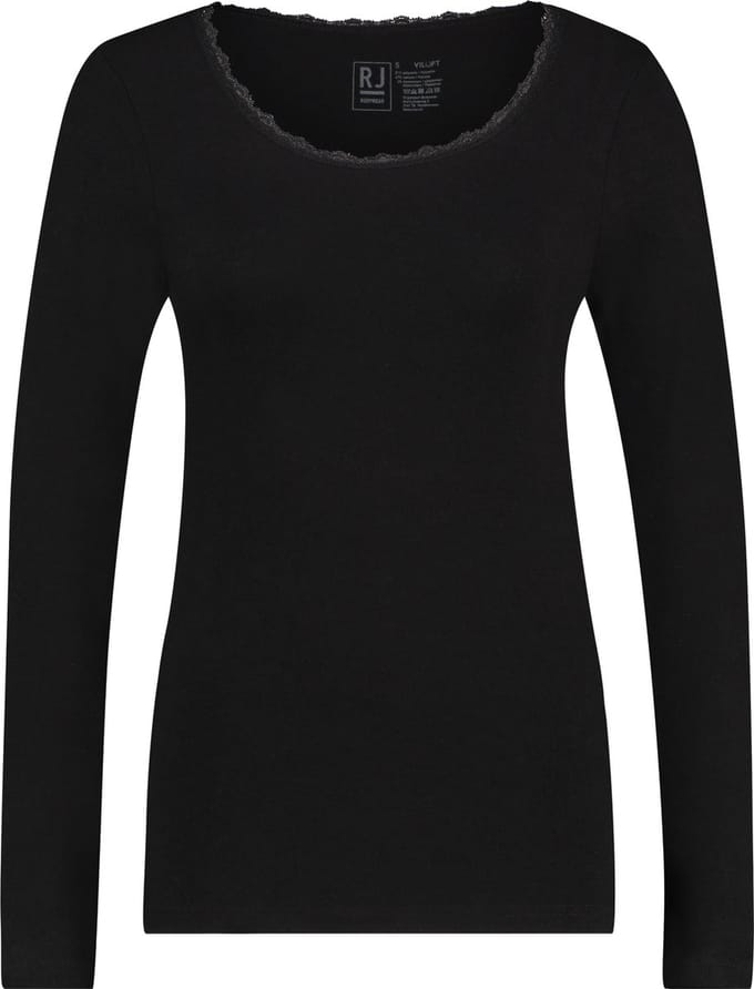 RJ Thermo Dames Shirt Lange Mouw met Kant Zwart M