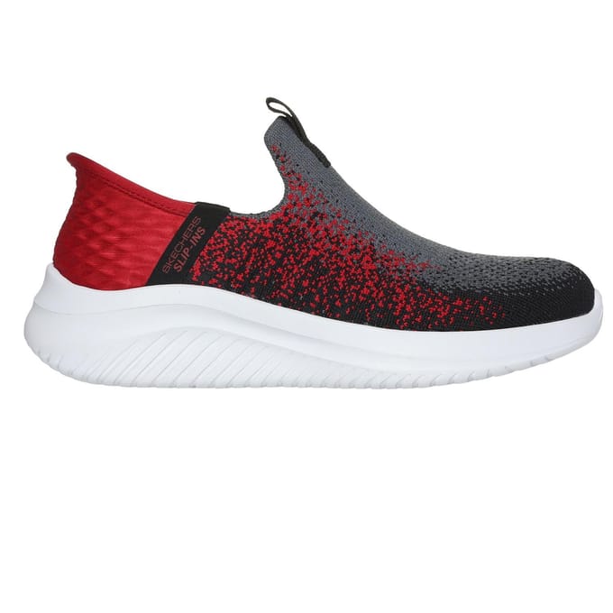 Skechers Ultra Flex 3.0 gebreide instapsneakers voor kinderen (Houtskool/Rood)