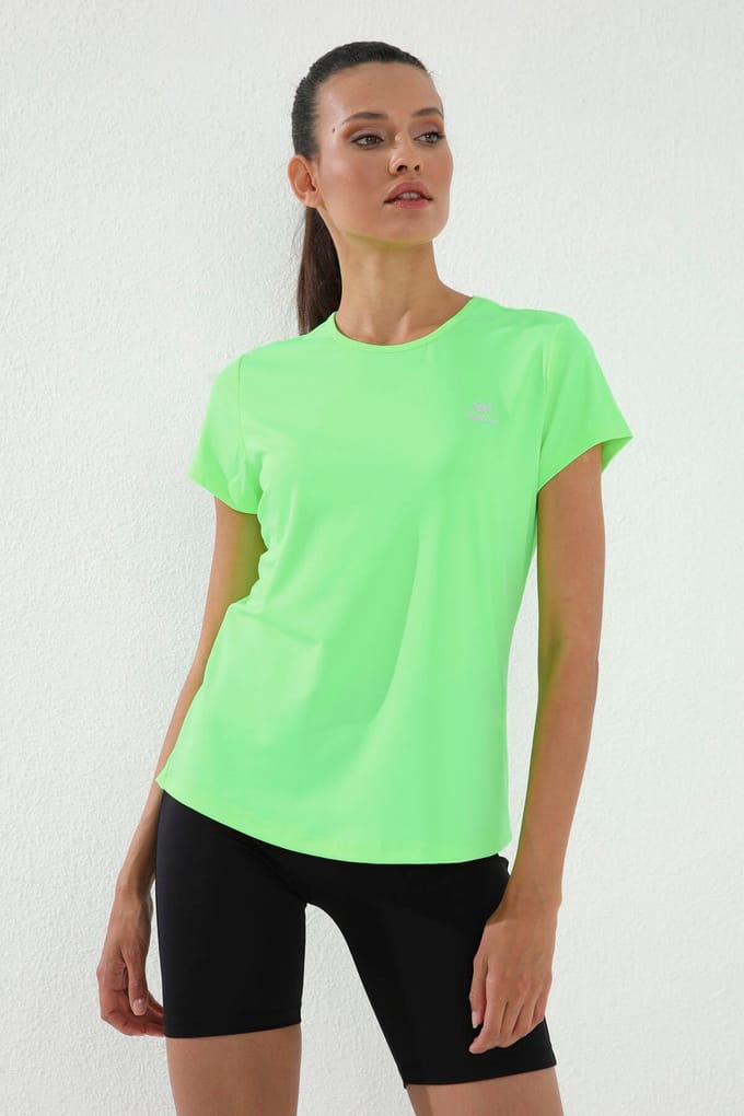 Dames Effen Korte Mouwen Rondhals T-Shirt