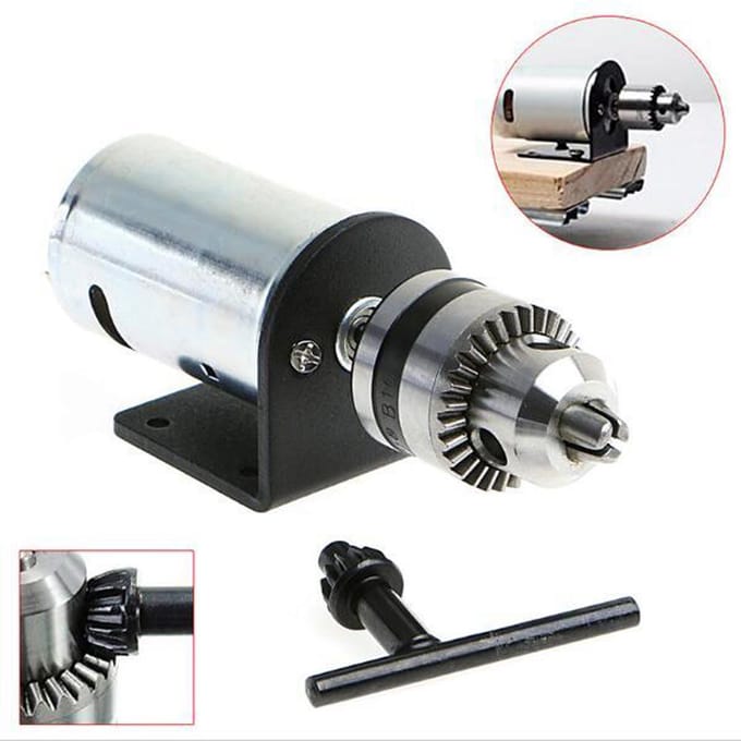 DC 12 V-36 V Draaibank Druk 555 Motor met Miniatuur Handboorkop en Montagebeugel DIY Tool set 1