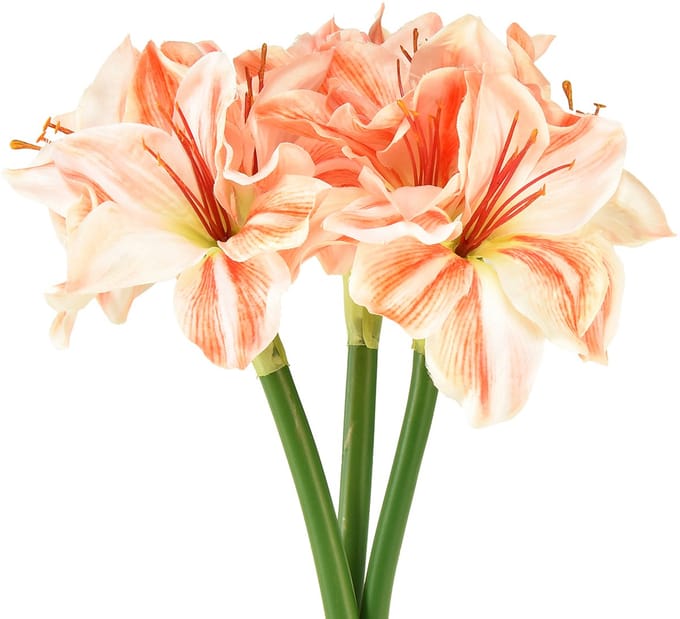 Kunst Ridderster Kunstbloemen Wit Rood Oranje Amaryllis 40cm 3st