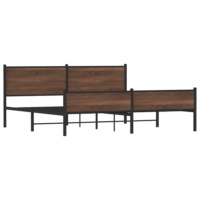 vidaXL - Bedframe - zonder - matras - metaal - bruin - eikenkleurig - 200x200 - cm