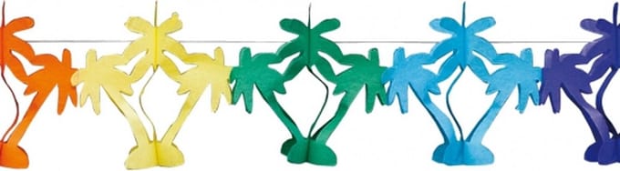 Gekleurde Hawaii palmbomen thema feestslinger - 4 meter - papier - Feestartikelen - versiering