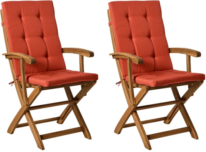 MAUI PREMIUM - Tuinstoel set van 2 - Rood/Donkerbruin - Acaciahout