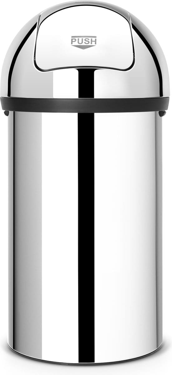 Brabantia Push Bin Prullenbak - 60 liter - Brilliant Steel