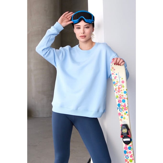 JUSTEVER Crew Neck Basic Patroon Blauw Dames Sweatshirt Trainingspak Top - Aura