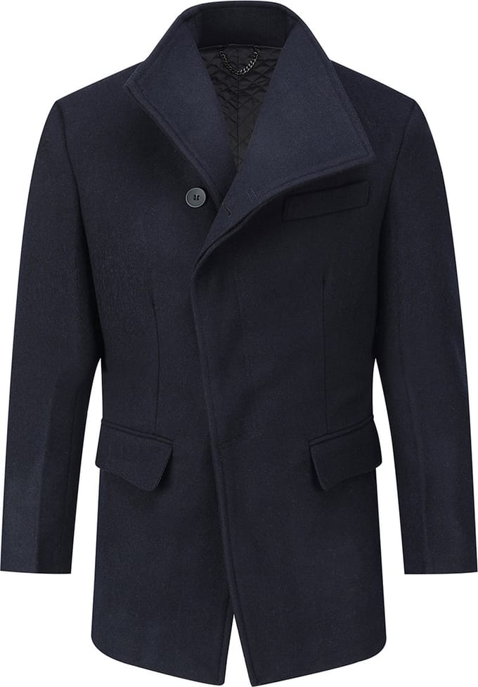 ALLTHEMEN Heren Lange Mantel Wollen Winterjas - Slim Fit Jas - M