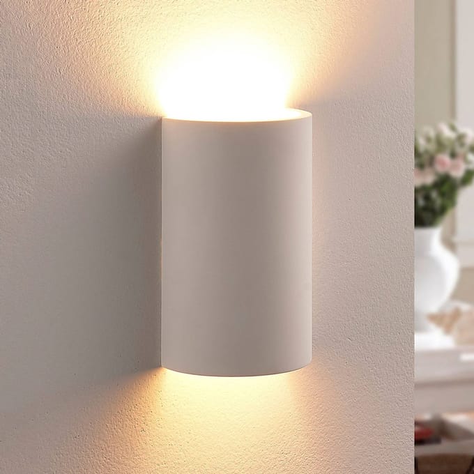 Lindby - wandlamp - 1licht - Gips - H: 16 cm - G9 - wit