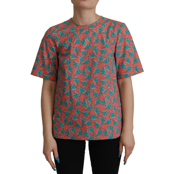 Dolce & Gabbana Roze Zeilbootprint Katoenen Dames T-shirt