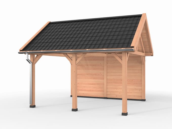 Douglas overkapping zadeldak, 500 x 400, met achterwand, Westwood Ruiter Premium
