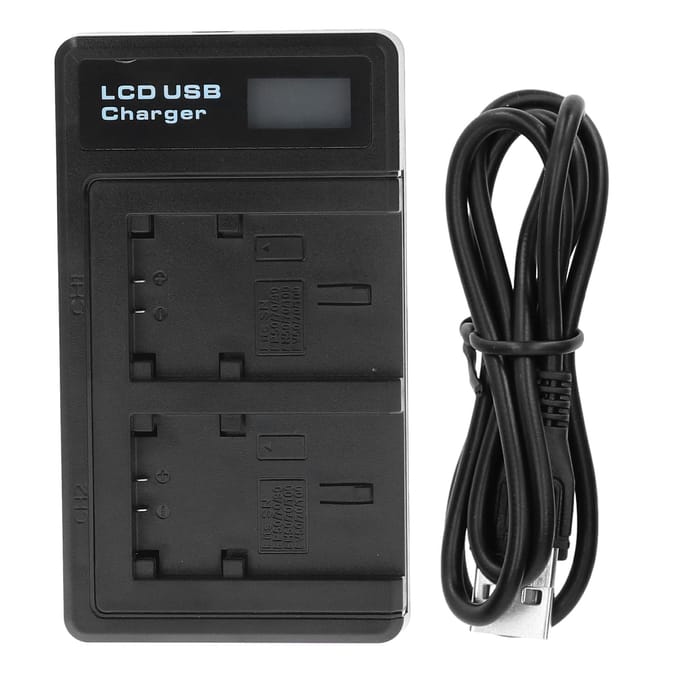 Kunststof Batterijlader met LCD-scherm Camera Batterij Dubbel Opladen voor NP?FV100 black