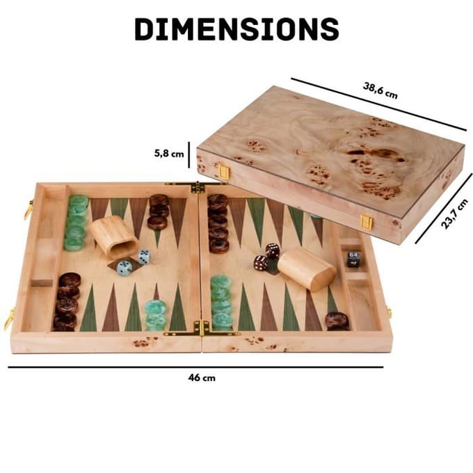 Backgammon 15" groen & bruin trangle - Longfield
