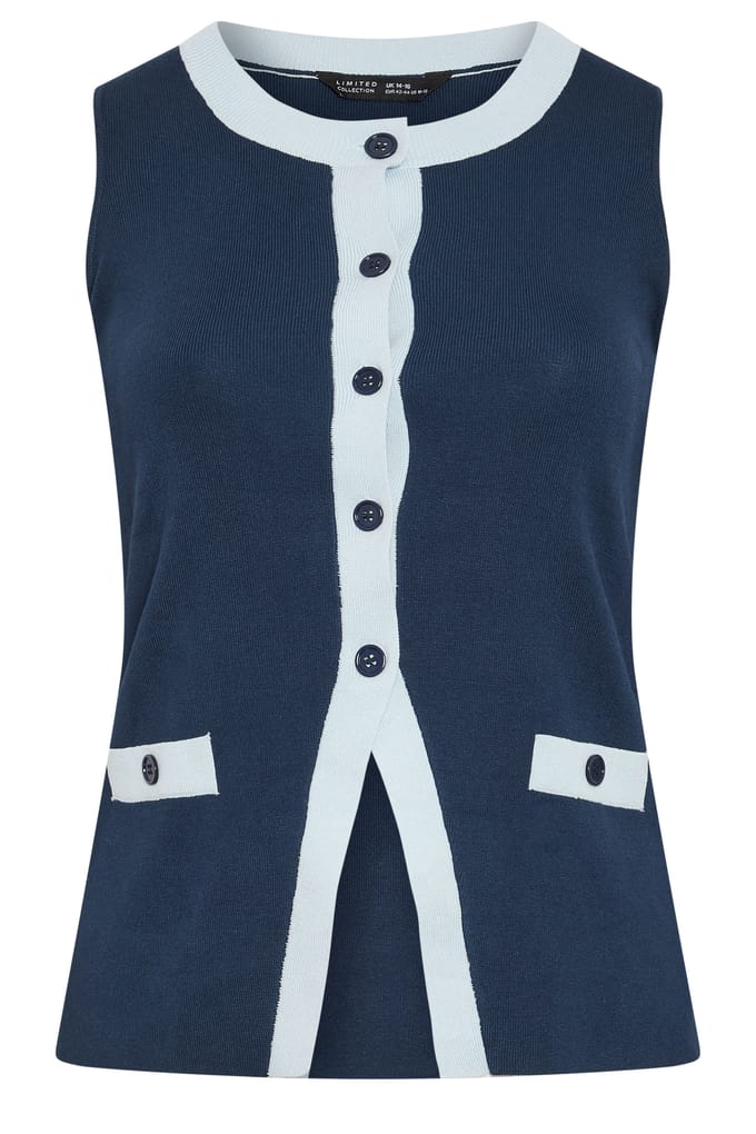 Limited Collection Marineblauw Contrast Gilet Size 40-42
