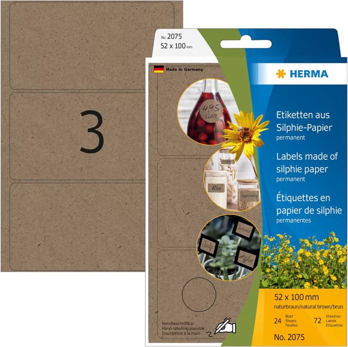 HERMA multifunctionele etiketten, 52 x 100 mm, natuurbruin