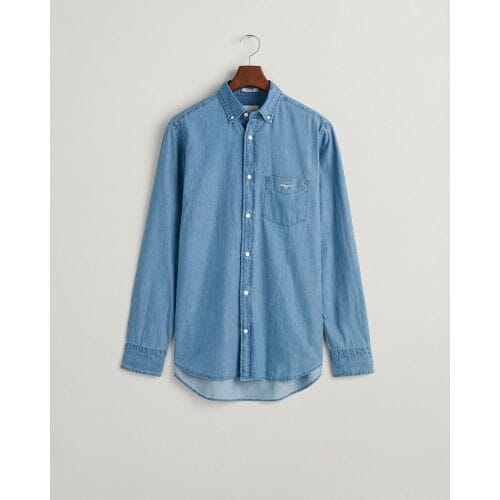Gant Overhemd Indigo Chambray Button Down Semi Light Blue / male