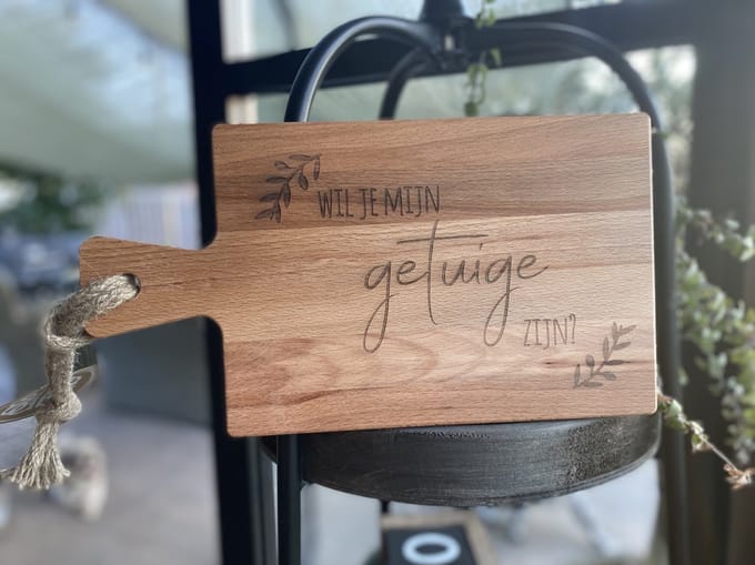 Creaties van Hier - serveerplankje - getuige - 34,5 cm - hout