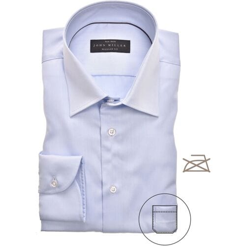 John Miller Overhemd Regular Uni Non Iron Licht Blauw / male