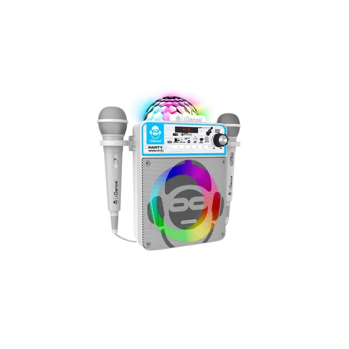 Idance partybox groove karaoke machine met 2 microfoons.