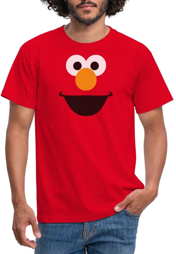 Sesamstraat Elmo Gezicht Kostuum T-Shirt Heren