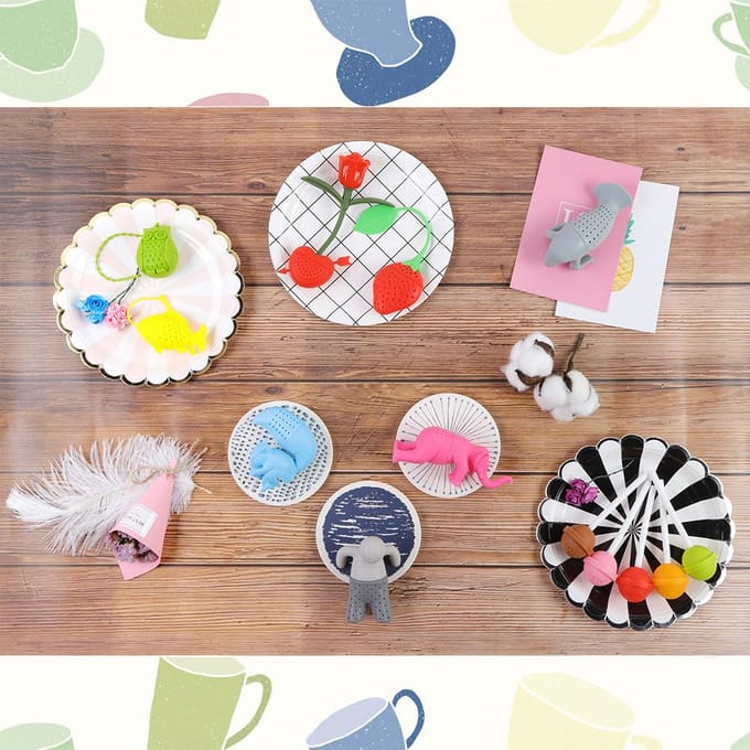 Siliconen Thee-ei Voedselkwaliteit Lolly Vorm Design Theefilter Grappige Theezeef white
