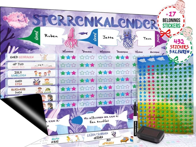Brute Strength - Magnetisch Beloningssysteem (49) - A3 - Beloningskalender - Planborden - Weekplanner kind - Zindelijkheidstraining - Dagplanner