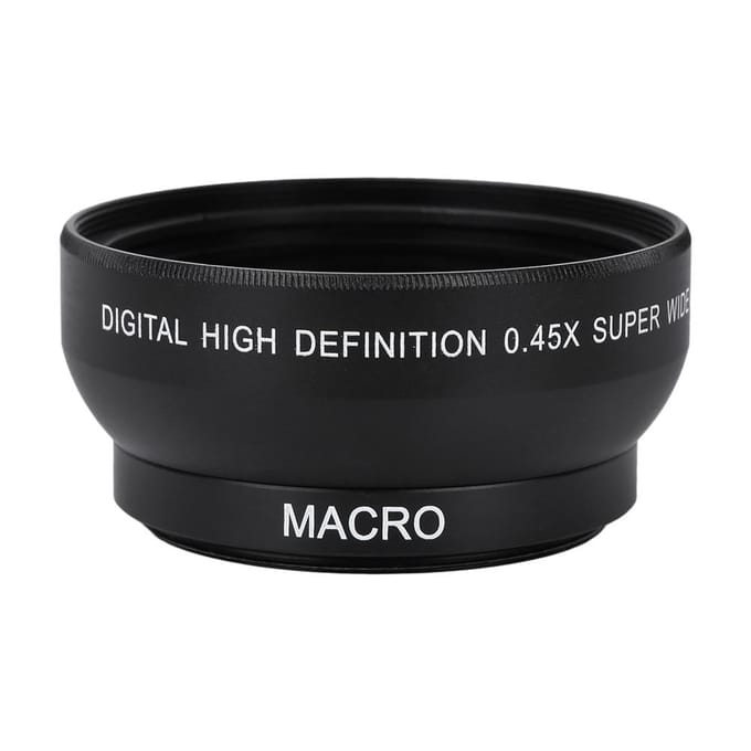 0.45X Vergroting High Definition Groothoeklens voor 49mm Mount Camera black