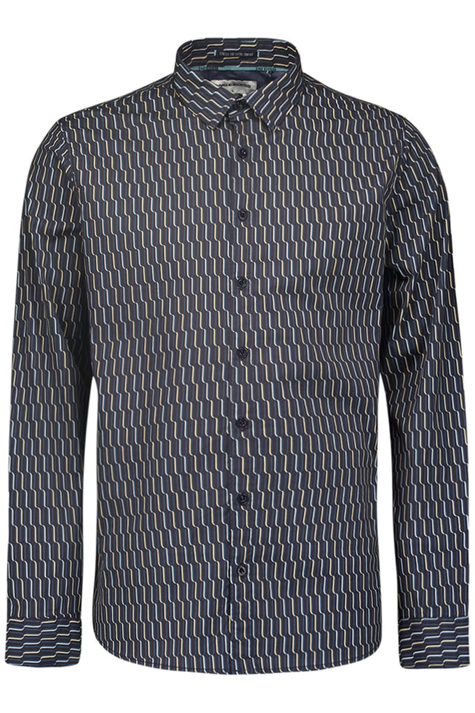 No Excess Shirt Stretch Allover Printed Black Größe: S | Casual hemden Outlet | Herren | Schwarz