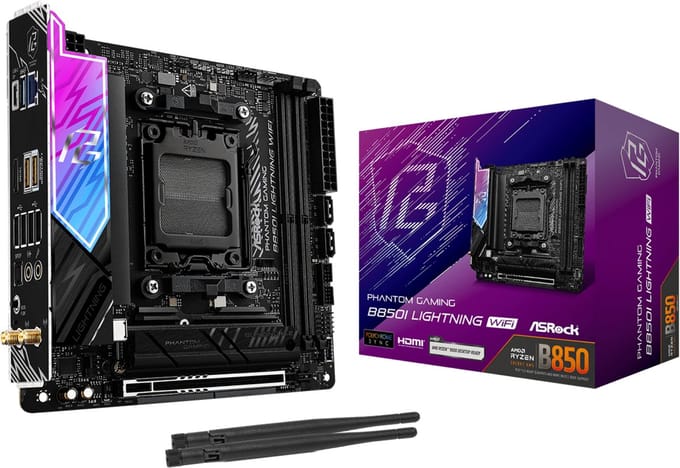ASROCK B850I Lightning WiFi - Mini-ITX - Socket AM5 - AMD B850 - DDR5 - Realtek ALC1220 - WiFi 6E + Bluetooth - Killer 2.5G LAN